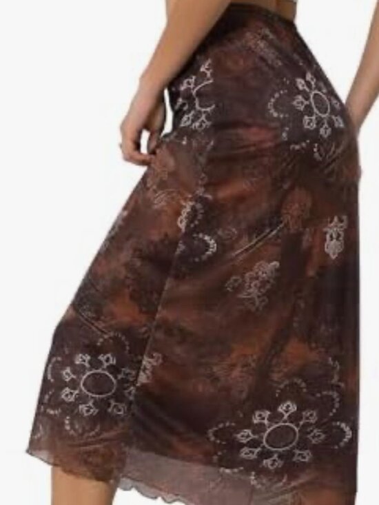 Dresses & Skirts - 🧡3/$15 NWOT Mesh Floral Bohemian High Waisted Flowy Midi Skirt M